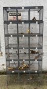 Vintage numbered industrial metal school wire pigeon holes, four pigeon holes by six holes on hair