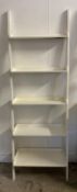 A white five tier ladder shelving wall rack (H198cm W68cm D36cm)