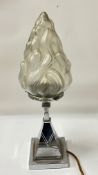 An Art Deco flame glass Torchiere table lamp appro H48cm