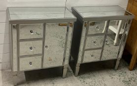 A pair of mirrored side cabinets (H80cm W63cm D21cm)
