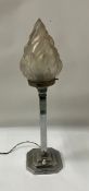 Art Deco flame glass torchiere table lamp H51cm