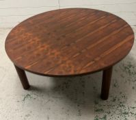 Mid Century round Indian rosewood coffee table (H46cm Dia121cm)