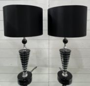 A pair of black clear Hudson table lamps with shades