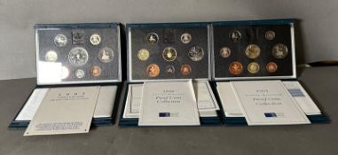 Three UK proof coin collectors packs 1993, 1994 and 1995
