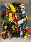 A large selection of diecast vehicles by Corgi and Matchbox, various styles and conditions