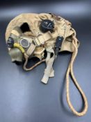 An RAF D type canvas tropical flying helmet.