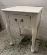 A white painted single drawer bedside table (H62cm W45cm D38cm)
