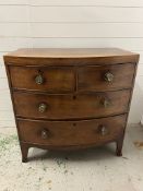 A bow fronted chest of drawers. Height 90. 89x50.
