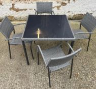 Five piece grey garden dining set (H75cm Sq90cm)
