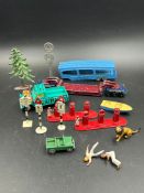 A selection of diecast toys and lead toys, various styles and makers.