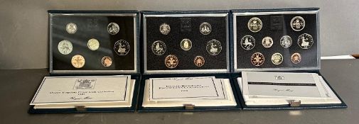 Three UK proof coin collectors packs 1987, 1988 and 1989