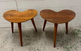 Two teak Mid Century kidney side tables