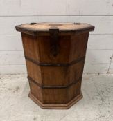A vintage octagonal storage bin with hinged lid (H45cm Dia38cm)