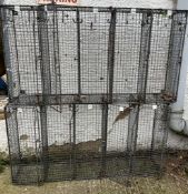 Two vintage numbered metal industrial school lockers, five lockers per unit with hooks inside (H80cm