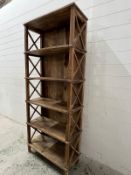 A teak open bookcase with X frame design (H172cm 71cm D31cm)