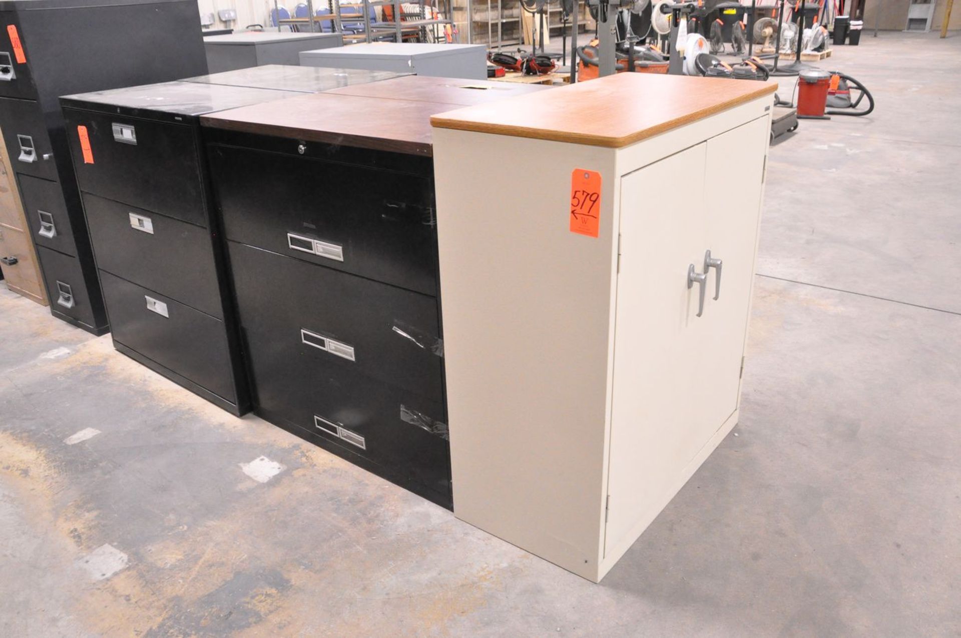 Lot - (4) 3-Drawer Steel Lateral File Cabinets and (1) 2-Door Short Storage Cabinet - Image 2 of 2