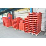 Lot - Akro and Uline Brand Stackable and Hangable Plastic Parts Bins on (6) Pallets, to Include: 4-