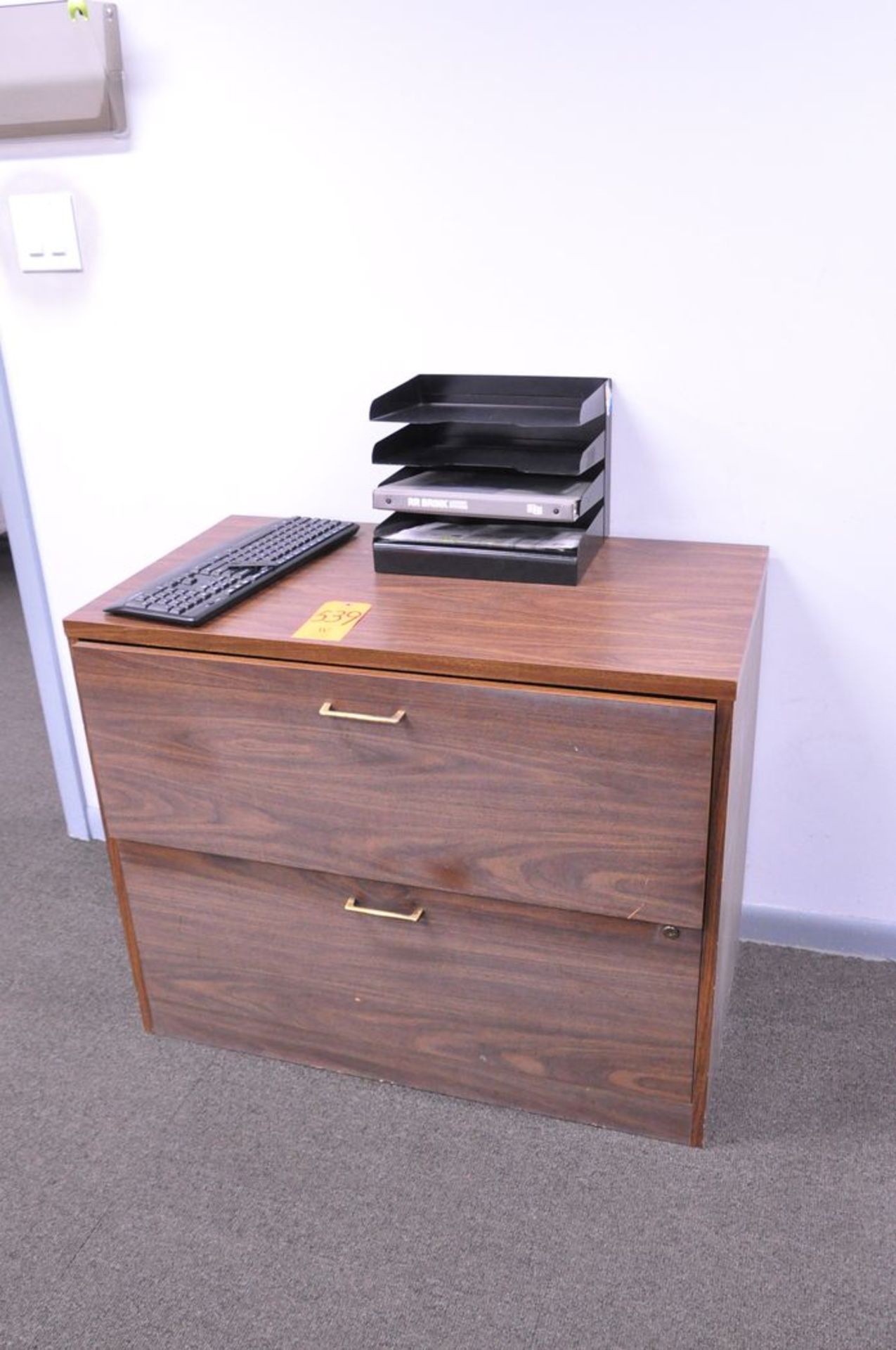 Lot - (2) Desks, (1) 2-Drawer Wood Lateral File Cabinet, (1) 2-Drawer Wood Legal File Cabinet and ( - Image 4 of 4