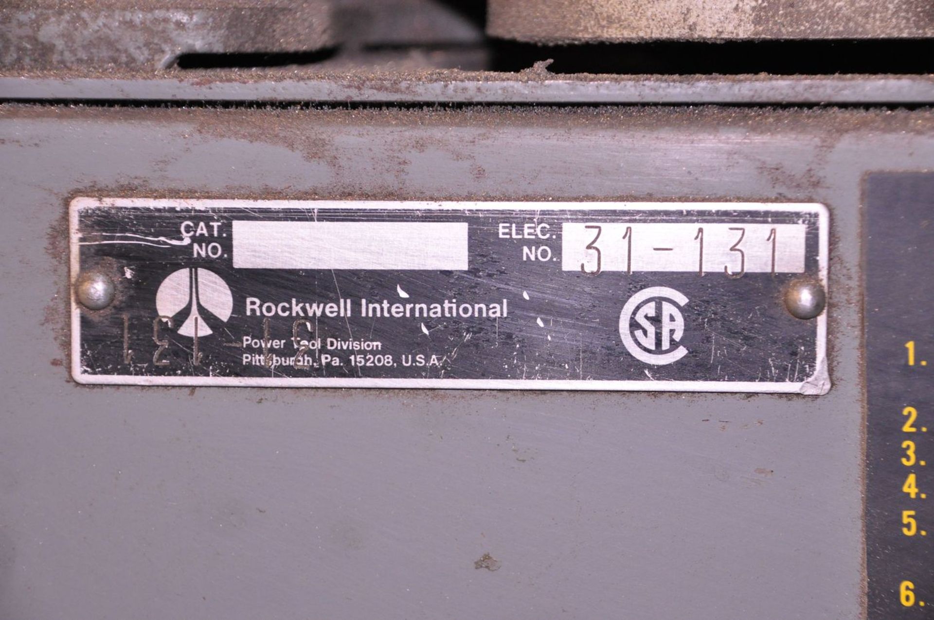 Rockwell 12 in. Model 86-044 Disc Sander, S/N: CI48T17FB2A; with 7 in. x 16 in. Work Table, 1-HP, - Image 2 of 2