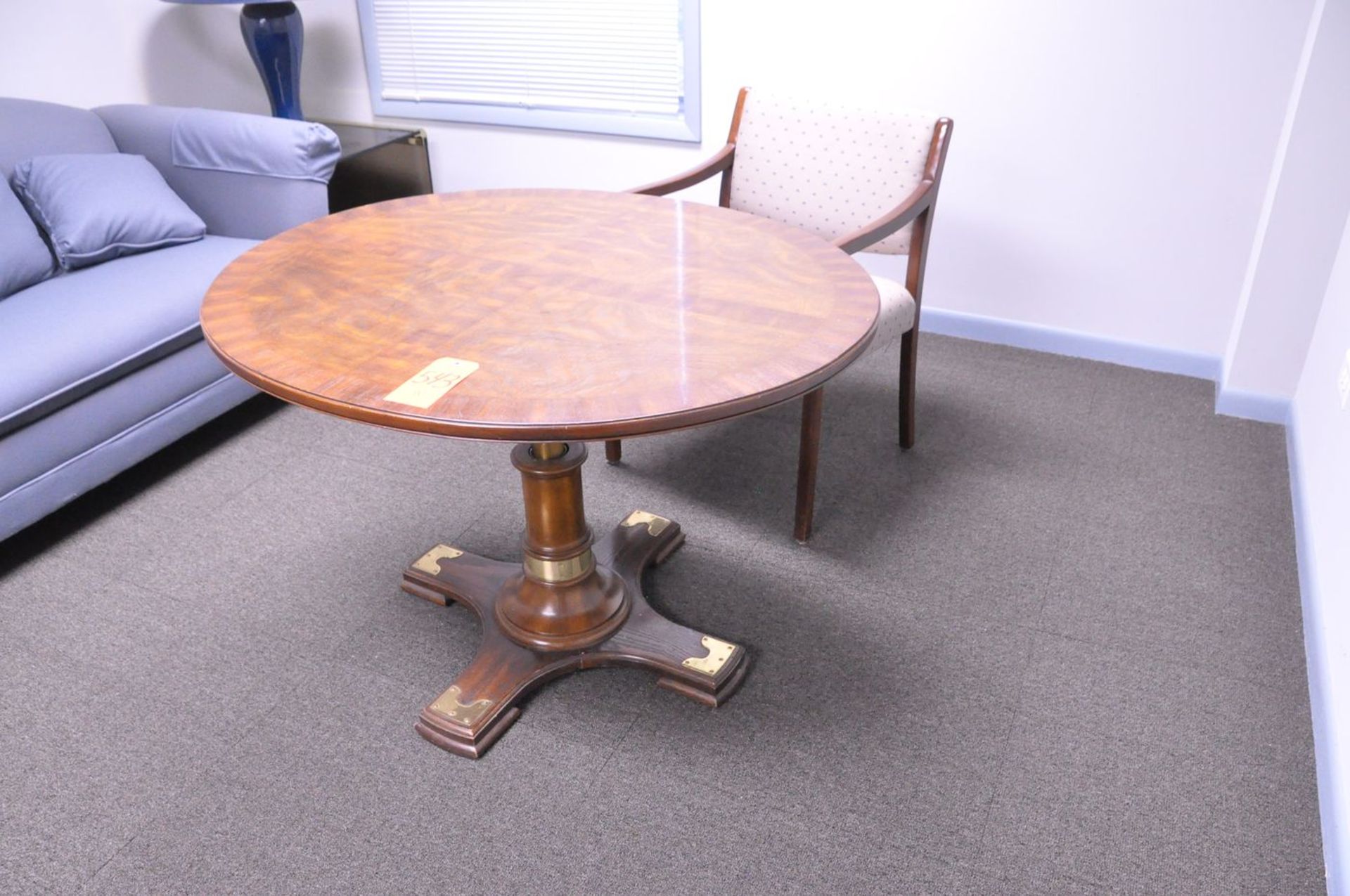 Lot - Sofa, End Table, Round Table, Chair and Desk Lamp - Image 2 of 3