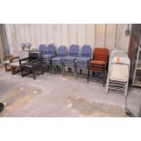 Lot - Folding Chairs, Stackable Chairs and Stationary Office Chairs, Along (1) Wall