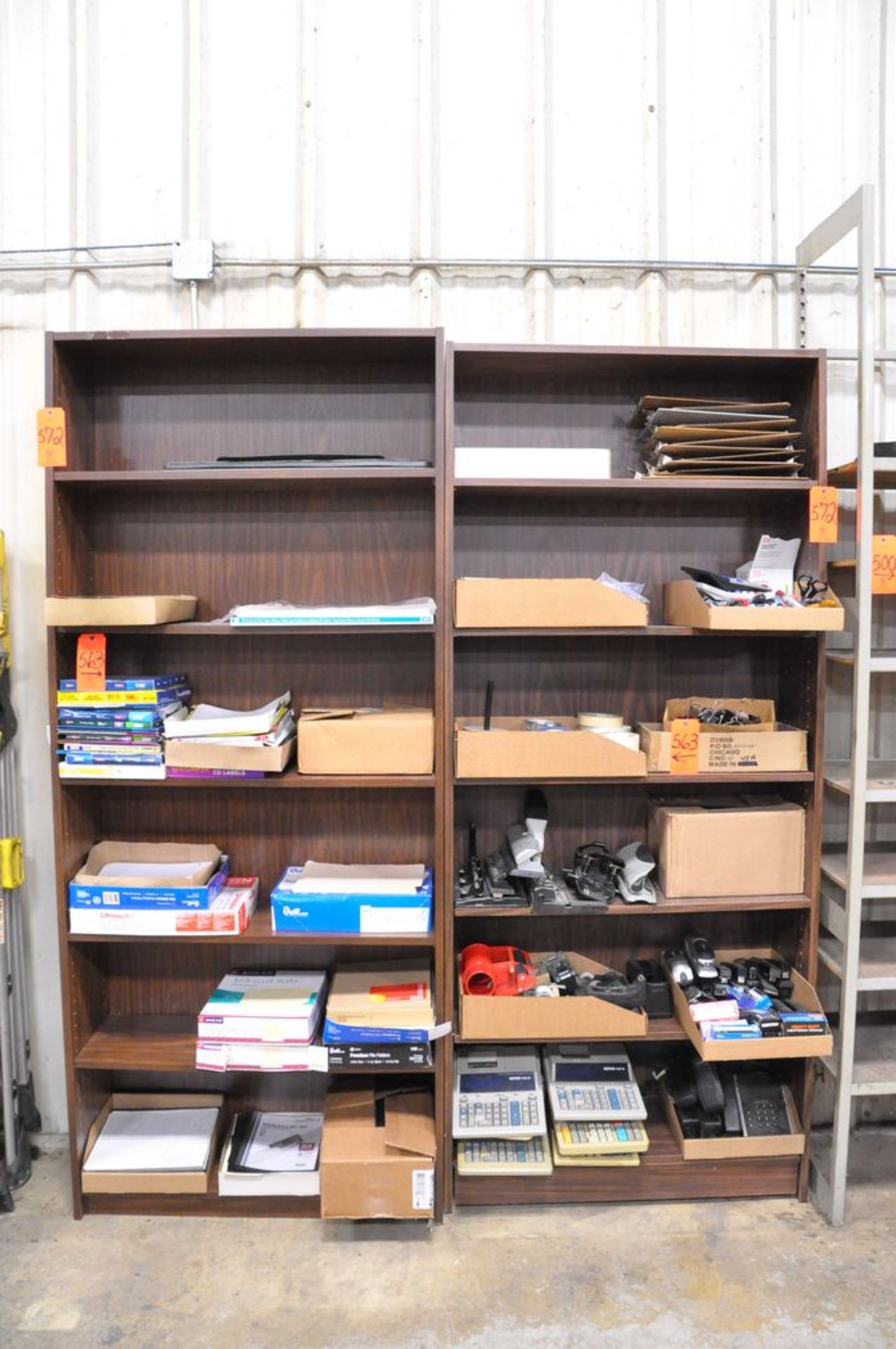 Lot - Office Supplies, on (3) Bookcases