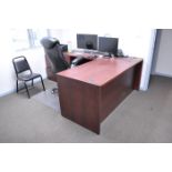 L-Shaped Desk with 2-Drawer End Cabinet and (2) Chairs, in (1) Room