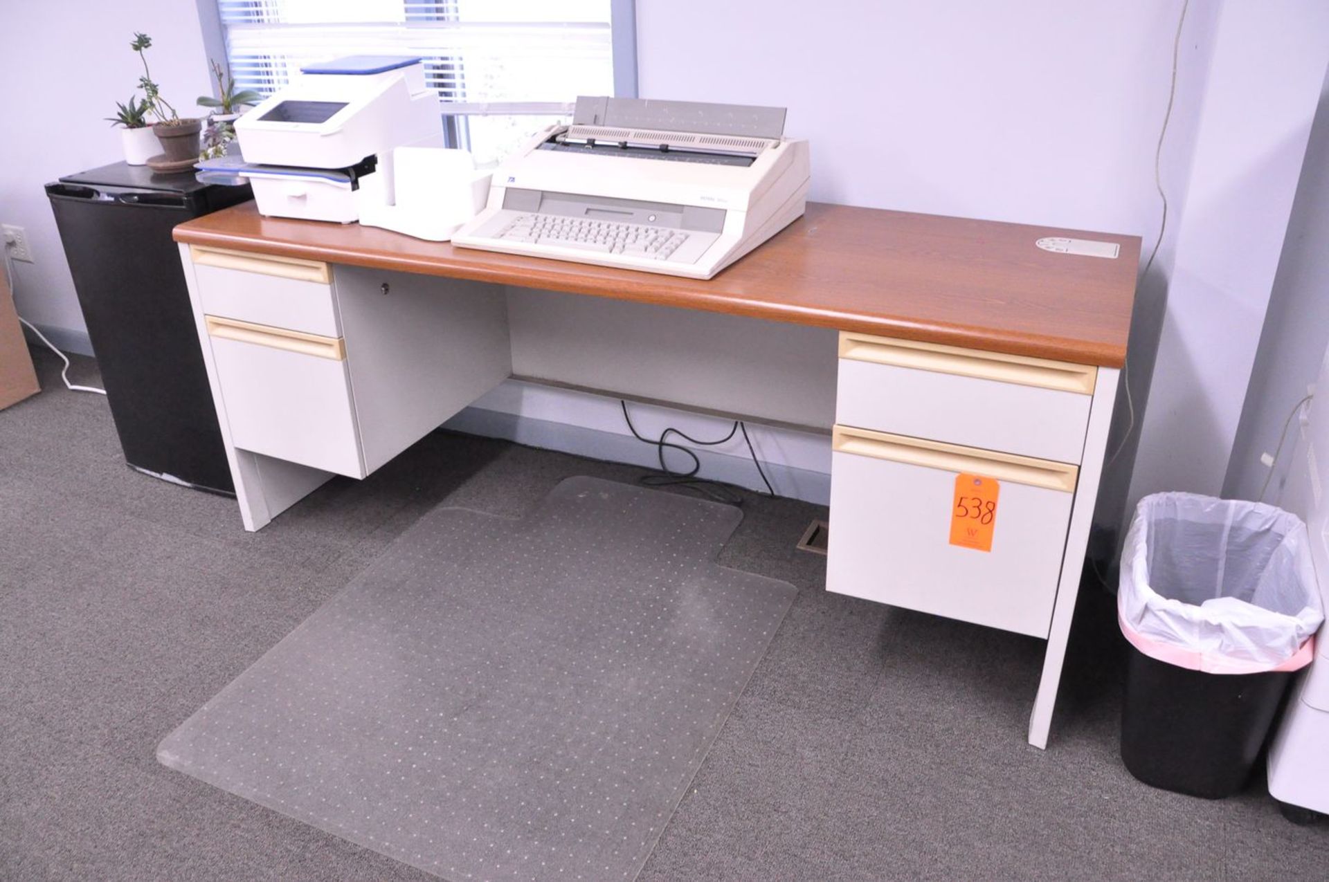 Lot - (3) Desks, (2) 2-Drawer Lateral File Cabinets and (1) 4-Drawer Lateral File Cabinet