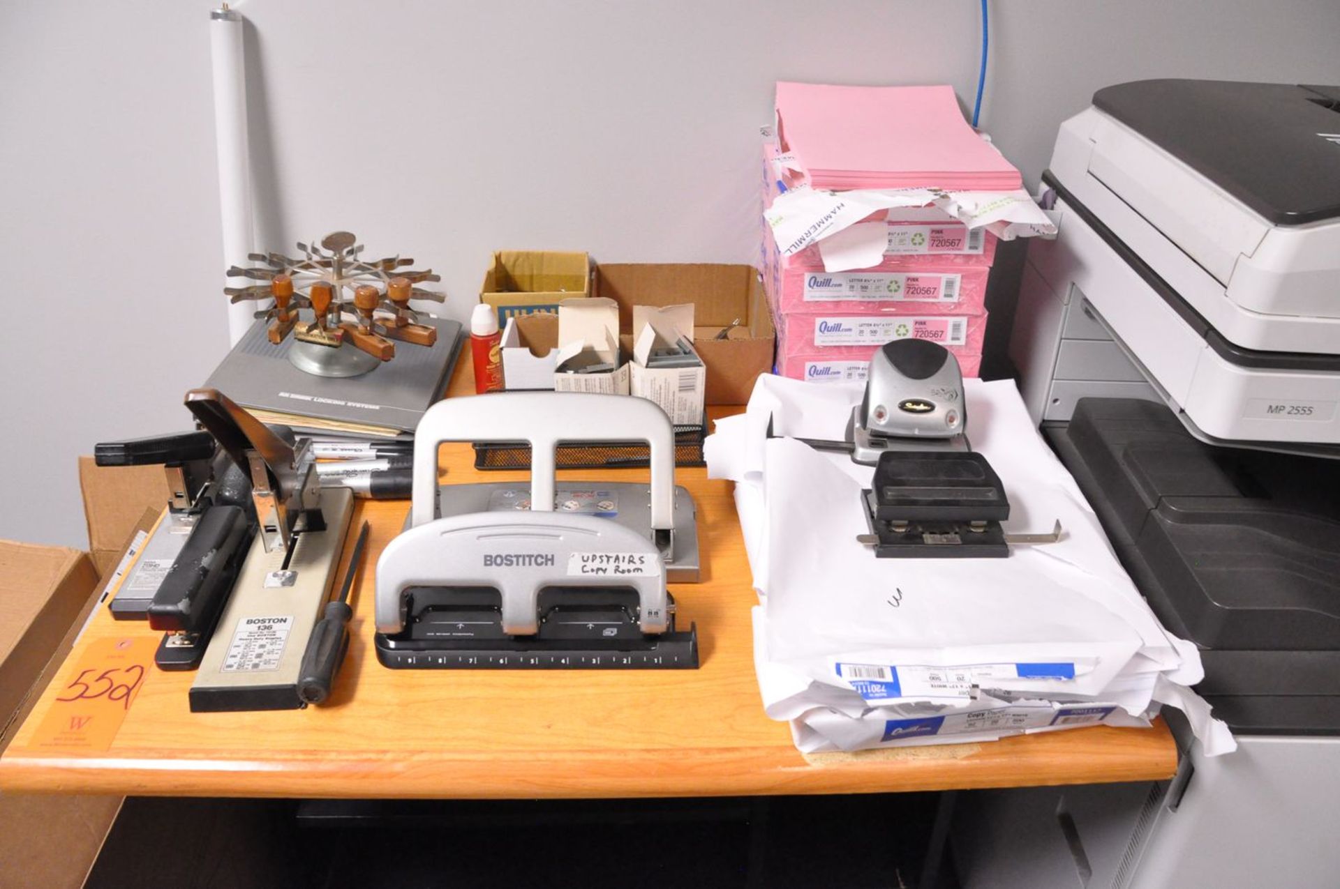 Lot - Desk and Cart with Office Supplies, in (1) Room - Image 3 of 3