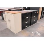 Lot - (4) 3-Drawer Steel Lateral File Cabinets and (1) 2-Door Short Storage Cabinet