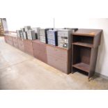 Lot - (8) 2-Drawer Wood Lateral File Cabinets and (1) Wood Podium