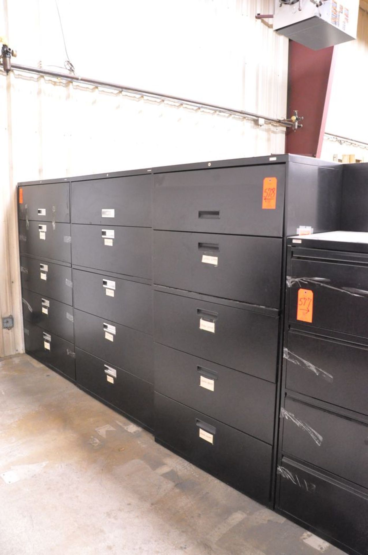 Lot - (6) 5-Drawer Steel Lateral File Cabinets