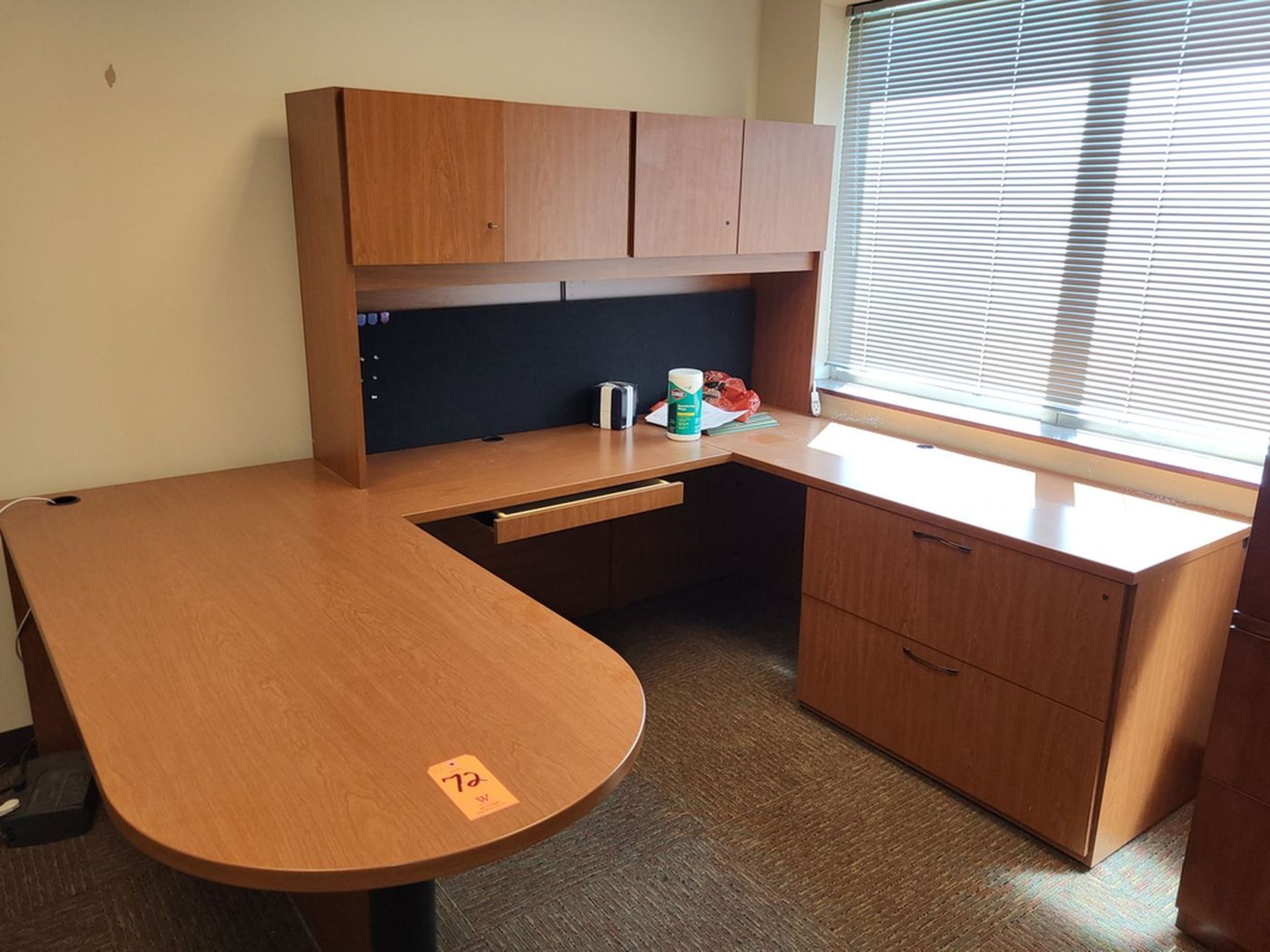 Lot - National WaveWorks Wrap-Around Executive Wood Desk; with (2) Side Cabinets (No Chair) - Image 2 of 4