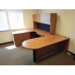 Lot - National WaveWorks Wrap-Around Executive Wood Desk; with Side Cabinet (No Chair)