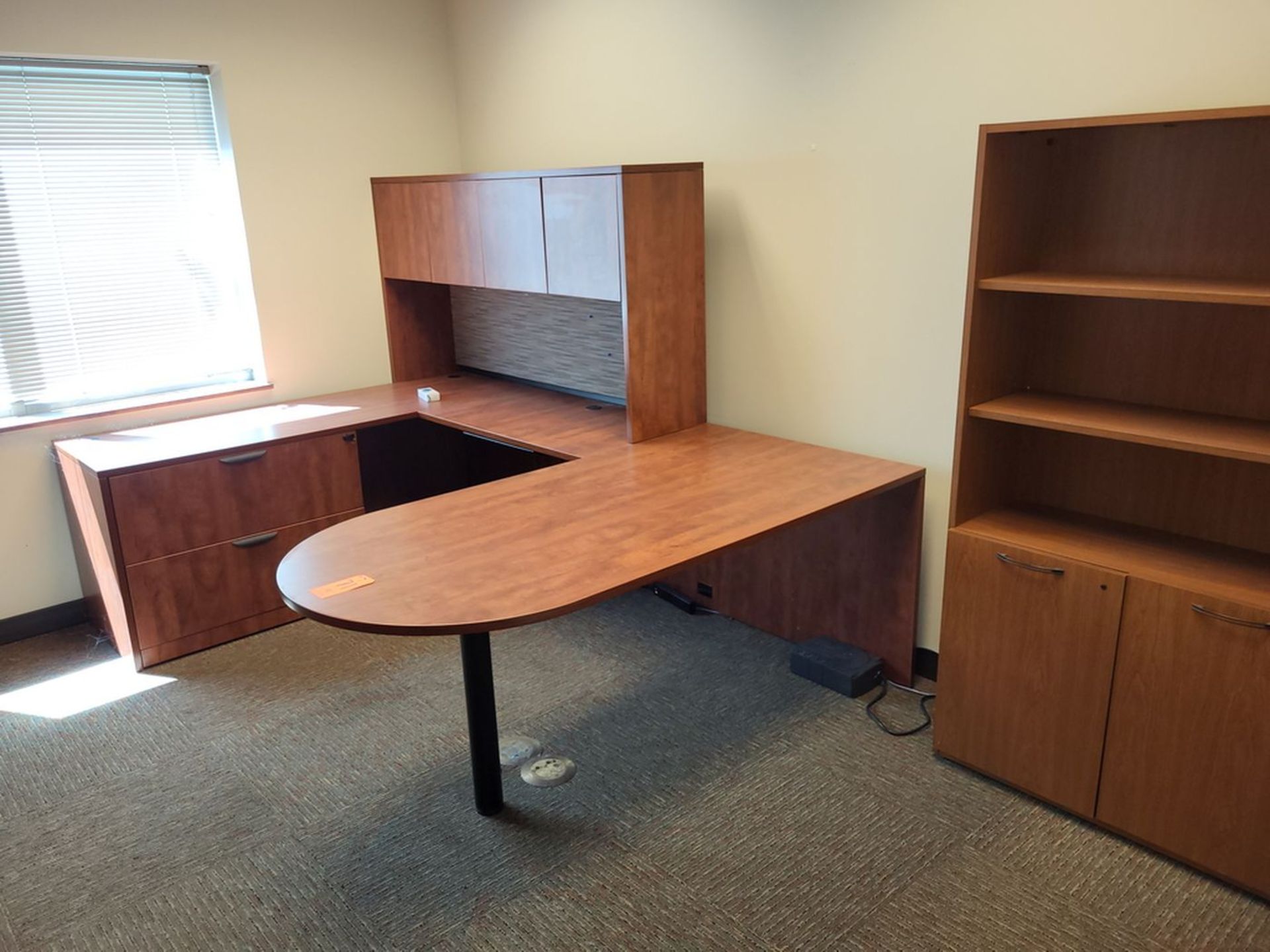Lot - Wrap-Around Laminate Desk; with Side Cabinet (No Chair)