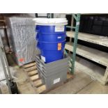 Lot - (8) Assorted Bins; to Include: (3) Uline 32-Gallon Waste Containers with Lids, and (5) Plastic