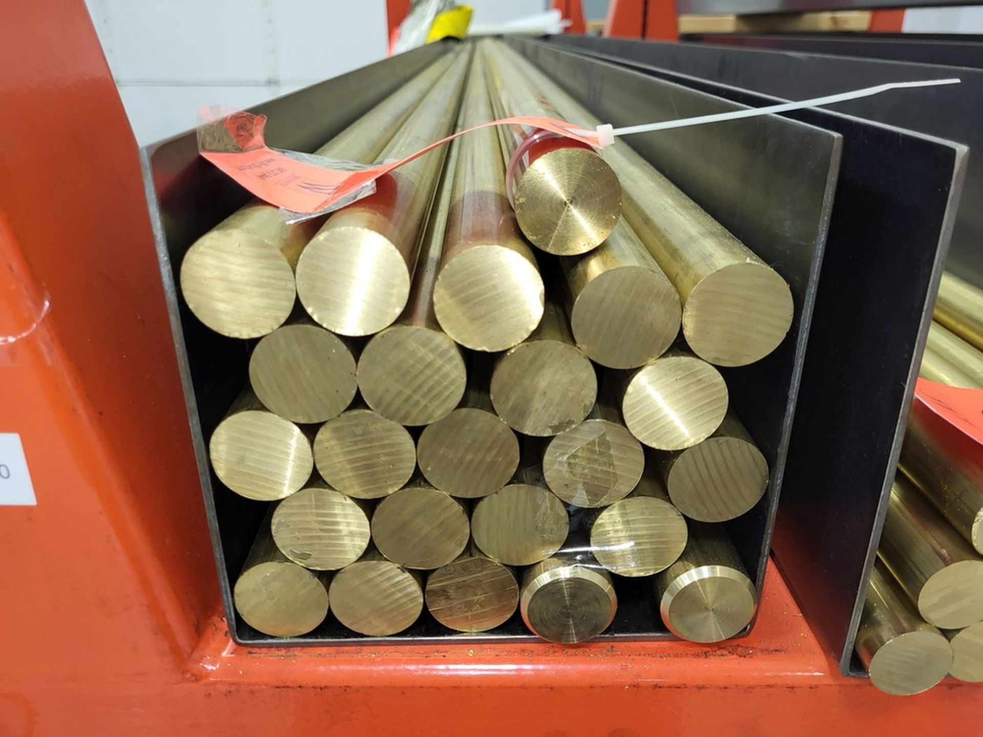 Lot - (24) approx. B3600 Half Hard Brass Bars; 1.25 in. x 12 ft. long (Bars Only, in (1) Trough)