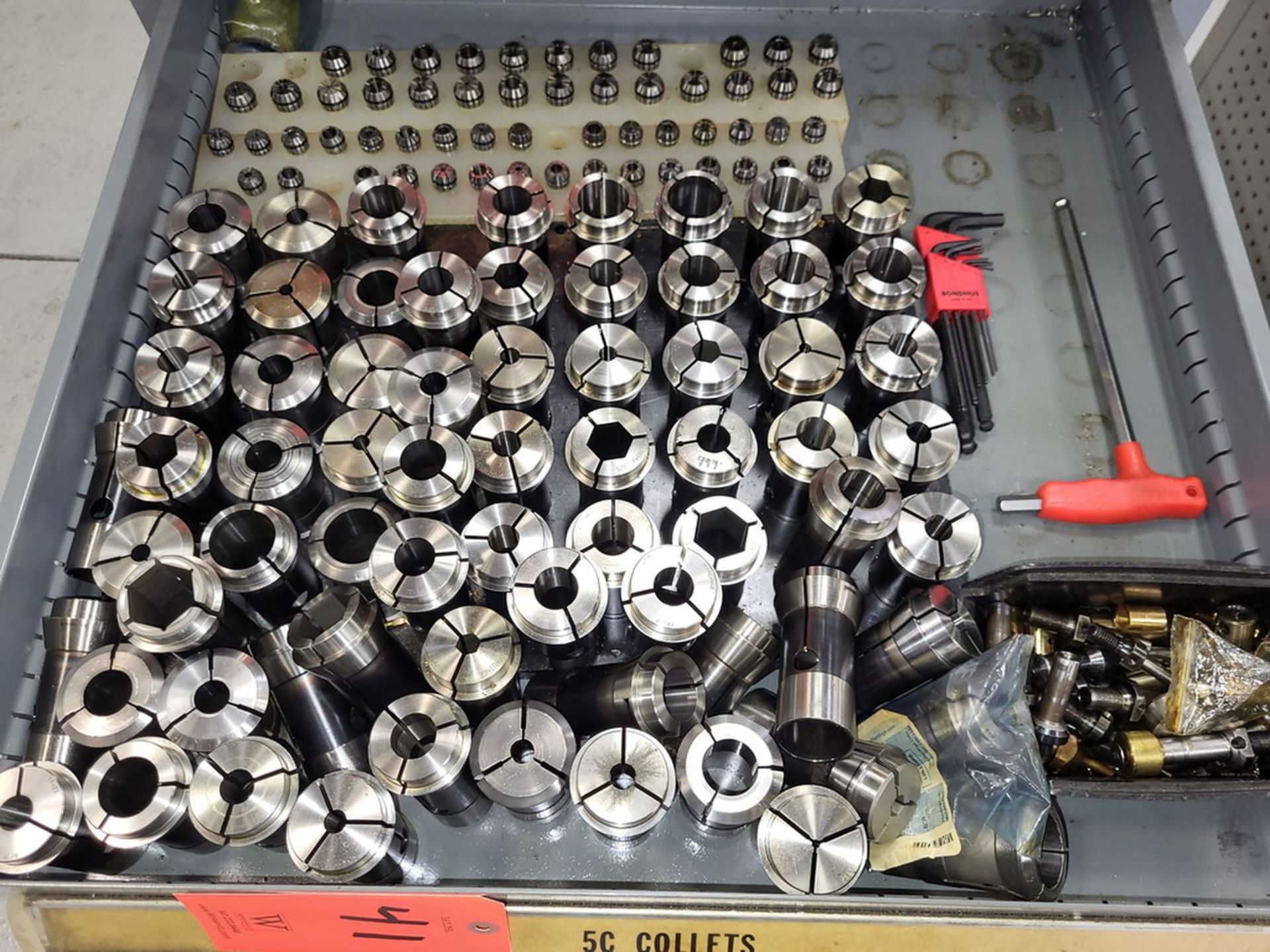 Lot - Lathe Machine Tooling; to Include: (72) Assorted Hardinge TF-37 Collets, (56) Assorted Flex