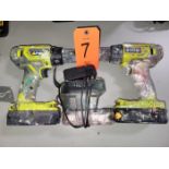 Lot - (2) Ryobi 1/2 in. Cordless Drivers; 18-Volt, to Include: (2) Battery & (1) Charger