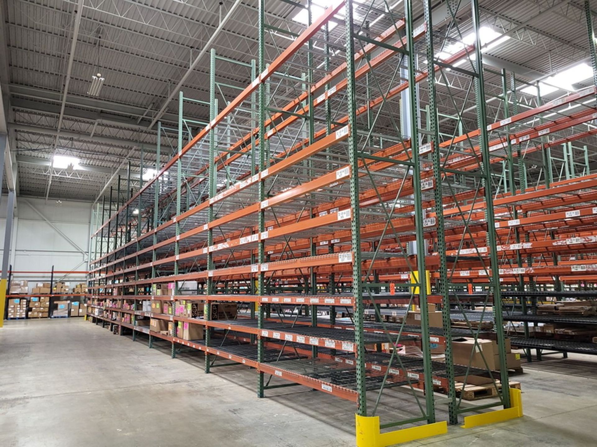 Lot - (22) Sections of Heavy Duty Adjustable Pallet Racking (Configured 11-Sections Back-to-Back);