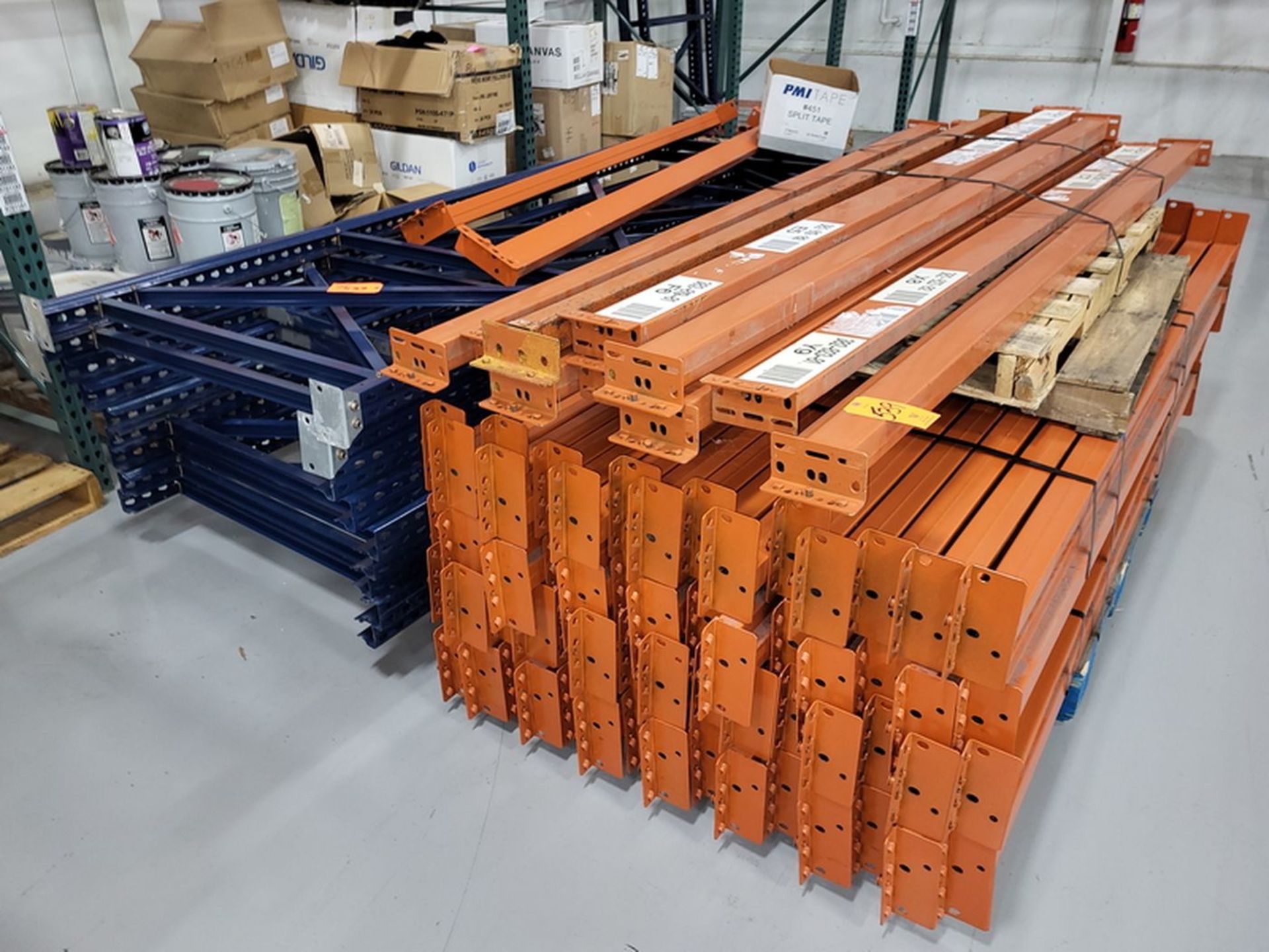 Lot - Interlake Medium Duty Pallet Racking; Disassembled, Includes (12) approx. 12 ft. Uprights, (