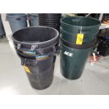 Lot - (8) 44-Gallon Poly Trash Cans;