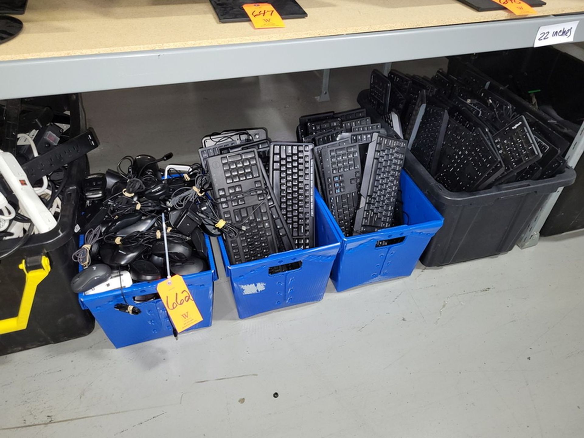 Lot - Assorted Power Strips, Computer Mice, Keyboards, in (6) Bins - Image 2 of 3
