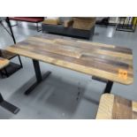 Electronic Height Adjustable Table; 55.5 in. x 30 in. deep, Wood Grain Top