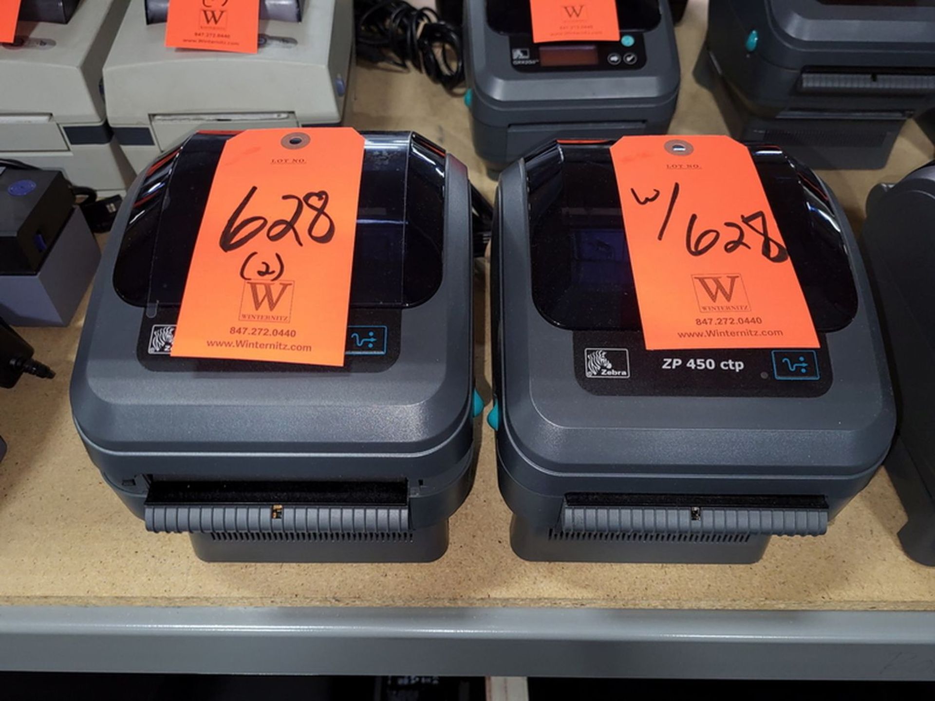 Lot - (2) Zebra ZP 450 ctp Thermal Printers;