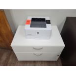 HP LaserJet Pro M404dn Laser Printer; with 2-Drawer Stand
