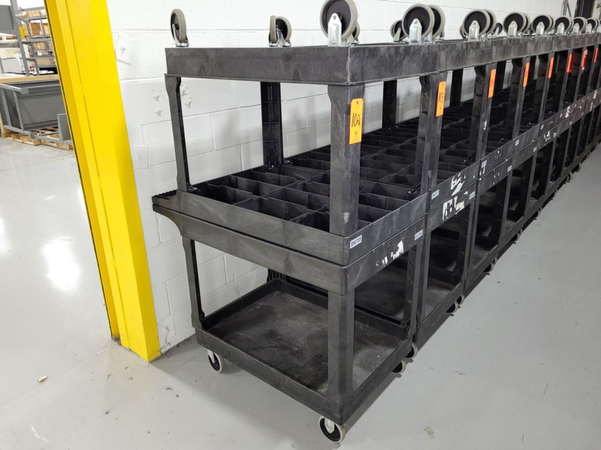Lot - (2) Uline Poly Flat Shelf Utility Carts; 2-Tier with Single Side Handle, Overall Size 25 in. x - Image 2 of 2