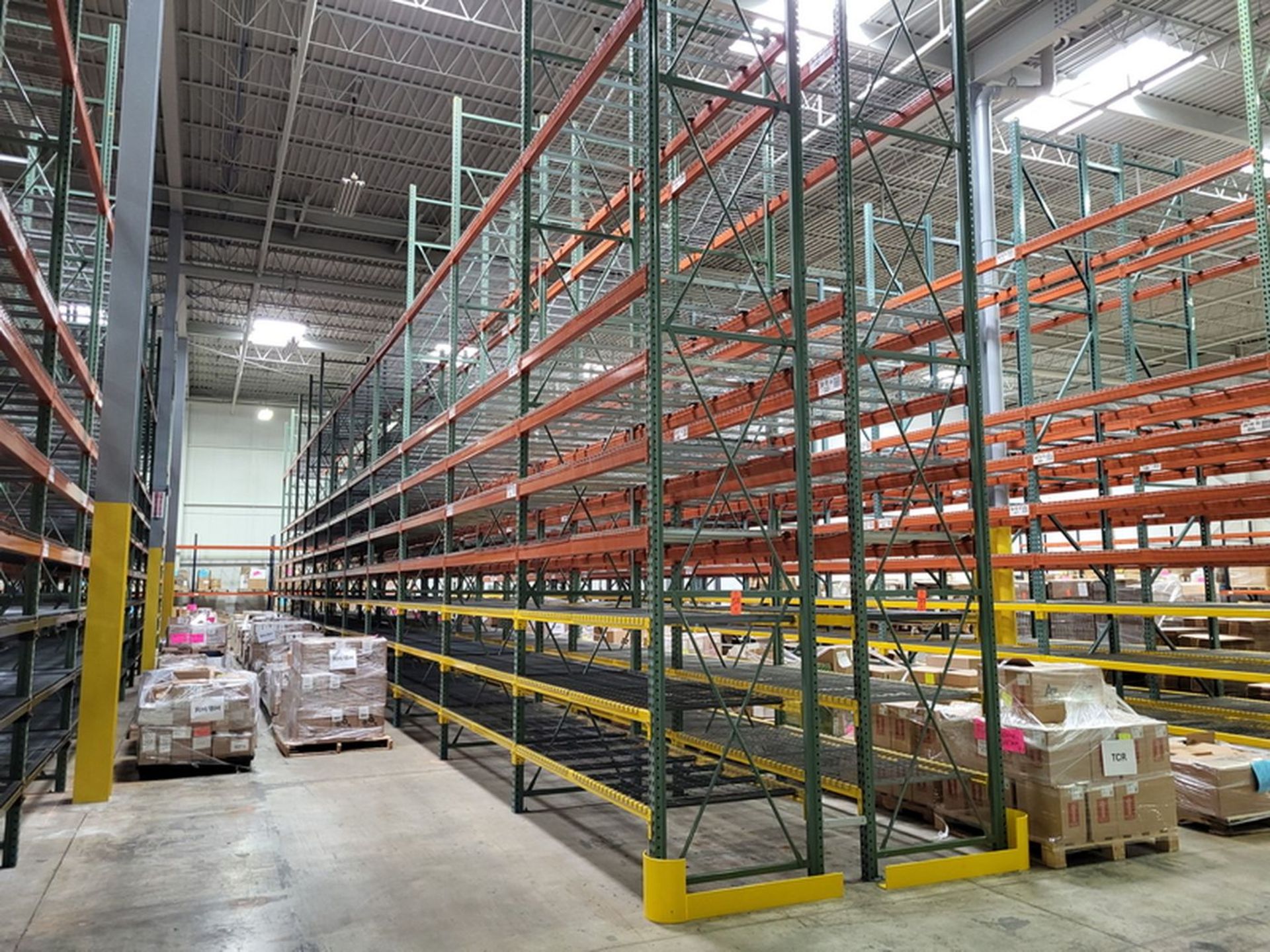 Lot - (22) Sections of Heavy Duty Adjustable Pallet Racking (Configured 11-Sections Back-to-Back);