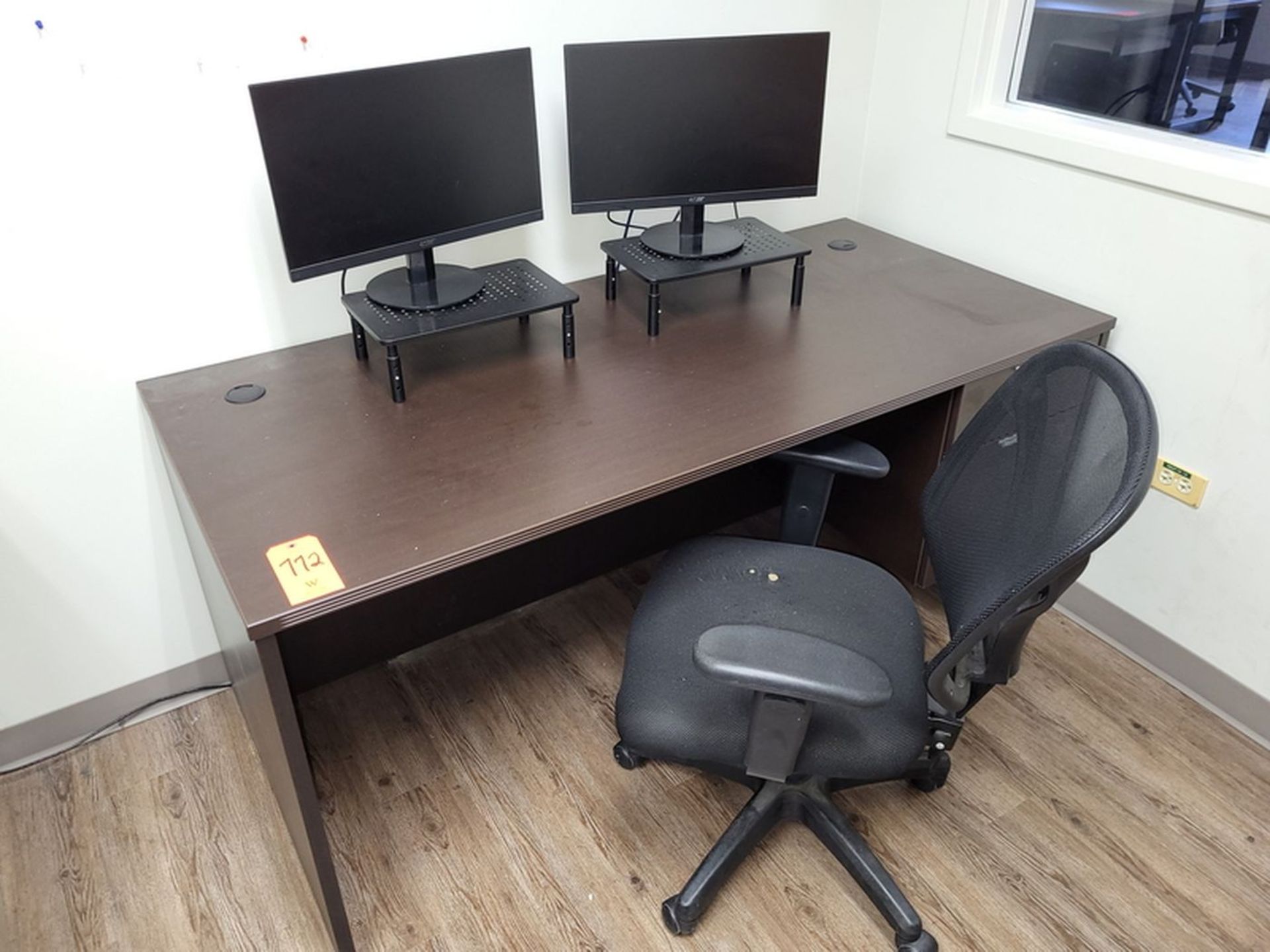 Lot - Office Furnishings; Include: (2) Desks, (2) Swivel Chairs, (1) 2-Drawer File, and (4) PC - Image 2 of 3