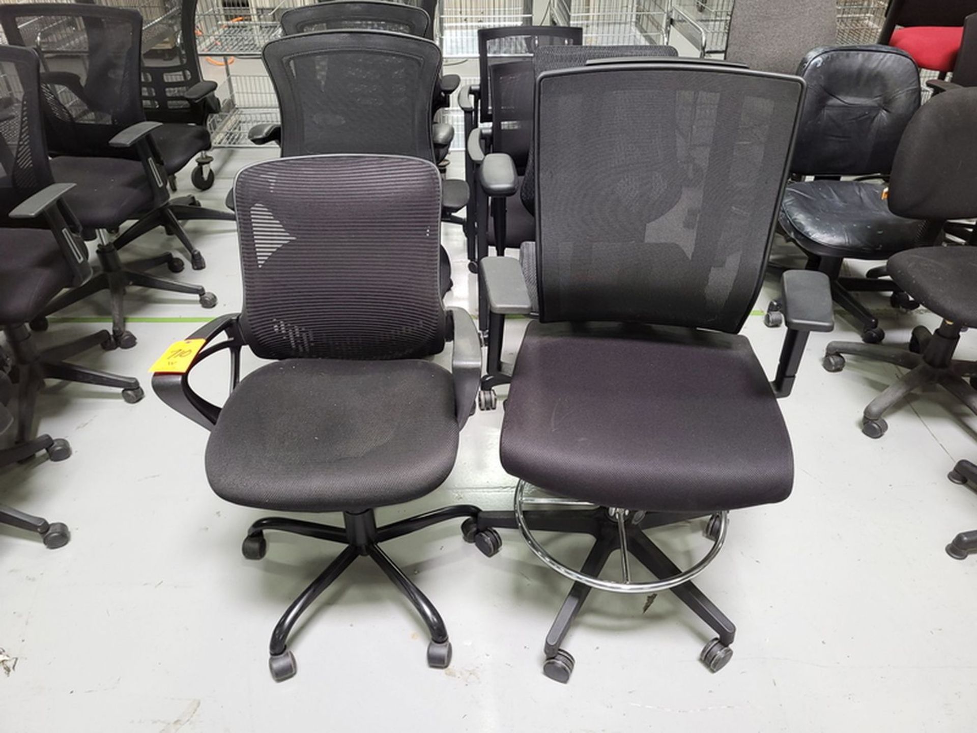Lot - (8) Assorted Black Swivel Chairs;